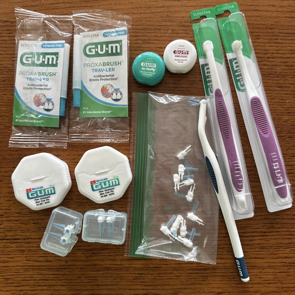 GUM Assorted Teeth Care Item Proxabrush Travler Handle Replacement Brushes Lot A